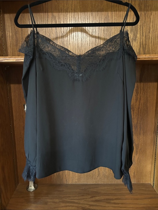 Sugarlips Tops - Sugarlips Black Lace-Trim Top